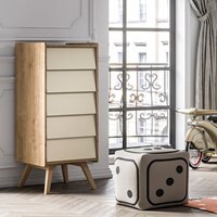 Vox Vintage Tall Chest of Drawers in a Choice of Oak or 5 Pastel Colours - - image 1