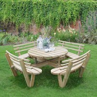 Forest Garden Circular Picnic Table with Seat Backs - image 1