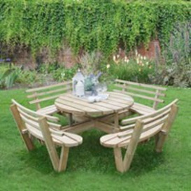 Forest Garden Circular Picnic Table with Seat Backs - thumbnail 1