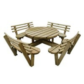 Forest Garden Circular Picnic Table with Seat Backs - thumbnail 2