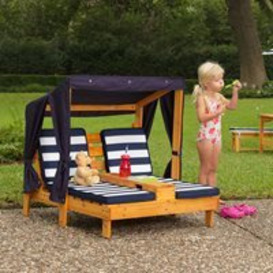 Kidkraft Childrens Double Chaise Lounge with Cupholders - Oatmeal
