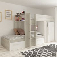 Trasman Barca Bunk Bed with Wardrobe, Shelf and Storage Drawers - - image 1