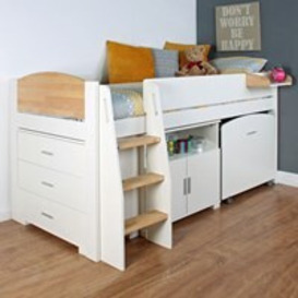 Urban Birch Mid Sleeper 1 Bed with Desk, Storage and Chest of Drawers - thumbnail 2