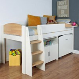 Kids Avenue Urban Birch Mid Sleeper 2 Bed with Desk and Storage - thumbnail 1