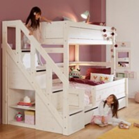 Lifetime Luxury Family Bunk Bed with Storage Steps in Whitewash - Double