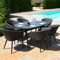 Maze Rattan Ambition 6 Seat Oval Dining Set with Free Winter Cover - Flanelle Grey