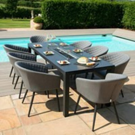 Maze Rattan Ambition 8 Seat Rectangular Fire Pit Dining Set with Free Winter Cover - - thumbnail 1