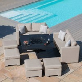 Maze Rattan Fuzion Cube Sofa Set with Fire Pit and Free Winter Cover -
