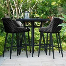 Maze Rattan Regal 4 Seat Round Bar Set with Free Winter Cover - Taupe
