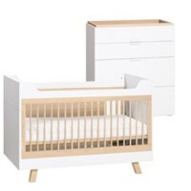 Vox 4 You 3 in 1 Baby & Toddler Cot Bed 2 Piece Nursery Set in White & Oak - thumbnail 2