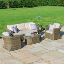 Maze Rattan Winchester 3 Seat Sofa Set with Fire Pit Coffee Table - thumbnail 1