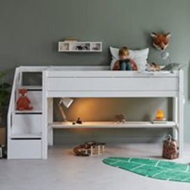 Lifetime Mid Sleeper Bed with Steps - Lifetime White