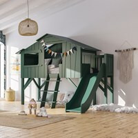 Mathy by Bols Original Treehouse Cabin Bed with Platform & Slide in 3 Sizes & 26 Colours - Single - image 1