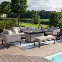 Maze Rattan Outdoor Fabric Pulse 3 Seat Sofa Set with Fire Pit Table and Free Winter Cover - - image 1
