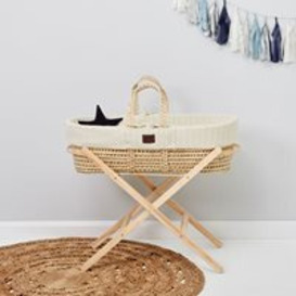 Little Green Sheep Natural Knitted Moses Basket with Mattress & Stand -