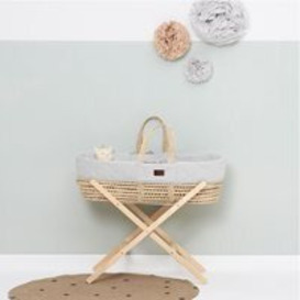 Little Green Sheep Natural Quilted Moses Basket with Mattress & Stand -