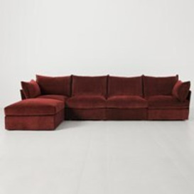 Swyft Sofa in a Box Model 06 Modular Royal Velvet 4 Seater Sofa with Chaise - - thumbnail 1