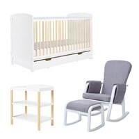 Ickle Bubba Coleby Scandi Classic Cot Bed with Under Drawer, Open Changer and Dursley Chair - - image 1