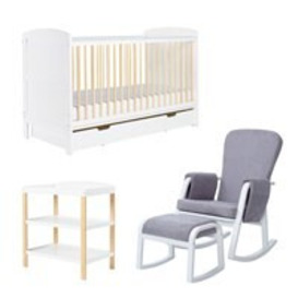 Ickle Bubba Coleby Scandi Classic Cot Bed with Under Drawer, Open Changer and Dursley Chair -