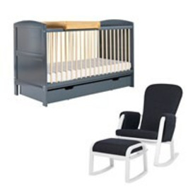 Ickle Bubba Coleby Scandi Classic Cot Bed With Under Drawer, Cot Top Changer and Dursley Chair - - thumbnail 1
