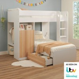 Leo L Shaped Bunk Bed with Wardrobe, Shelves and Storage - thumbnail 2