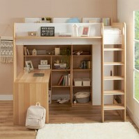 Ava High Sleeper Bed with Desk, Wardrobe and Storage