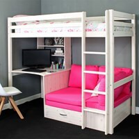 Thuka HIT 7 High Sleeper Bed with Desk and Sofa Bed in Pink - image 1