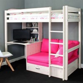 Thuka HIT 7 High Sleeper Bed with Desk and Sofa Bed in Pink - thumbnail 1