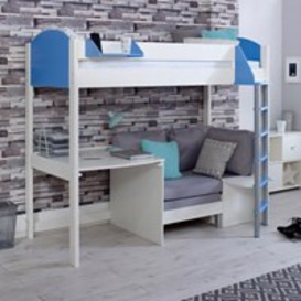 Noah Kids High Sleeper Bed in White with Desk and Sofa Bed - - thumbnail 1