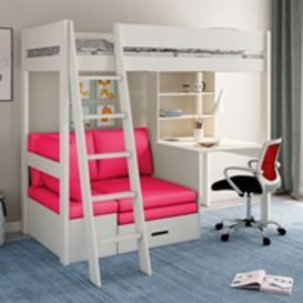 Estella High Sleeper Bed with Desk and Sofa Bed in White -