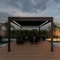 Maze Rattan 3m x 4m Pergola - 4 Drop Sides & LED Lighting -
