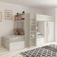Trasman Barca Bunk Bed with Wardrobe, Shelf and Storage Drawers - - thumbnail 1