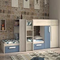 Trasman Barca Bunk Bed with Wardrobe, Shelf and Storage Drawers - - thumbnail 2