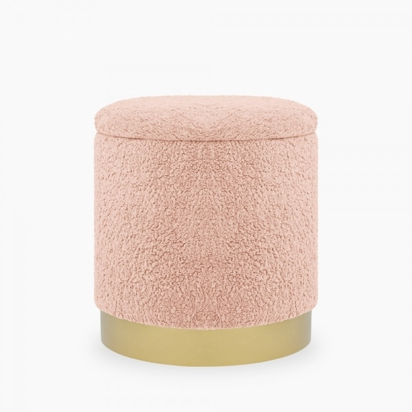 Marie Storage Pouffe, Pink Boucle Leg Colour: Brass - image 1