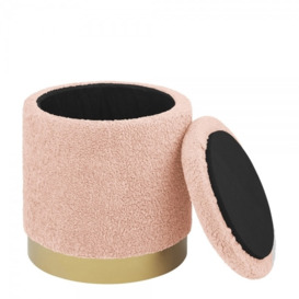 Marie Storage Pouffe, Pink Boucle Leg Colour: Brass - thumbnail 2