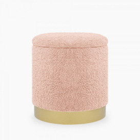 Marie Storage Pouffe, Pink Boucle Leg Colour: Brass - thumbnail 1