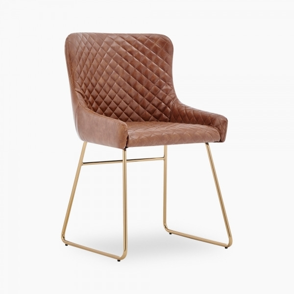 Bromley Dining Chair, Vintage Tan Leg Colour: Brass - image 1