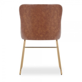 Bromley Dining Chair, Vintage Tan Leg Colour: Brass - thumbnail 3