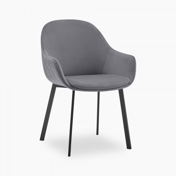 Olivia Carver Dining Chair, Grey Velvet by Cult Furniture