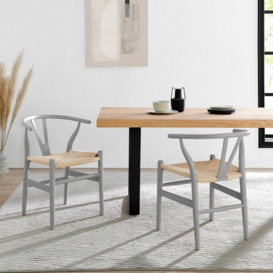 Wish Wooden Dining Chair, Natural Weave & Grey - thumbnail 5