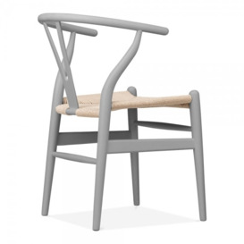 Wish Wooden Dining Chair, Natural Weave & Grey - thumbnail 3
