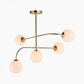 £60 Off Arely Flush Ceiling Light, Brass & Opal Glass - thumbnail 1