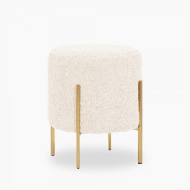Baltimore Low Stool, Ivory White Boucle & Brass - thumbnail 1