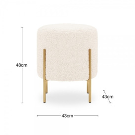 Baltimore Low Stool, Ivory White Boucle & Brass - thumbnail 3