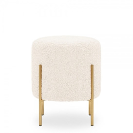 Baltimore Low Stool, Ivory White Boucle & Brass - thumbnail 2