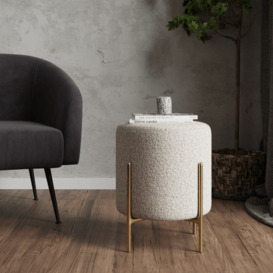 Baltimore Low Stool, Ivory White Boucle & Brass - thumbnail 5
