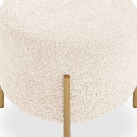 Baltimore Low Stool, Ivory White Boucle & Brass - thumbnail 4