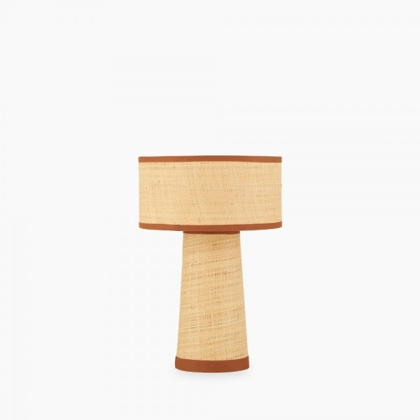 Koen Table Lamp, Raffia & Tan