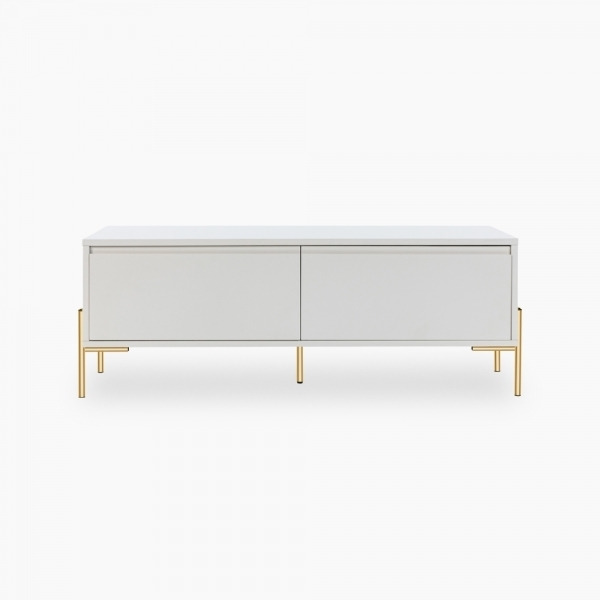 Oslo TV Stand, Grey & Brass