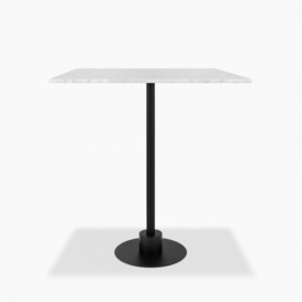 £130 Off Harrow Square Bar Table, White Marble & Black Size: 70cm